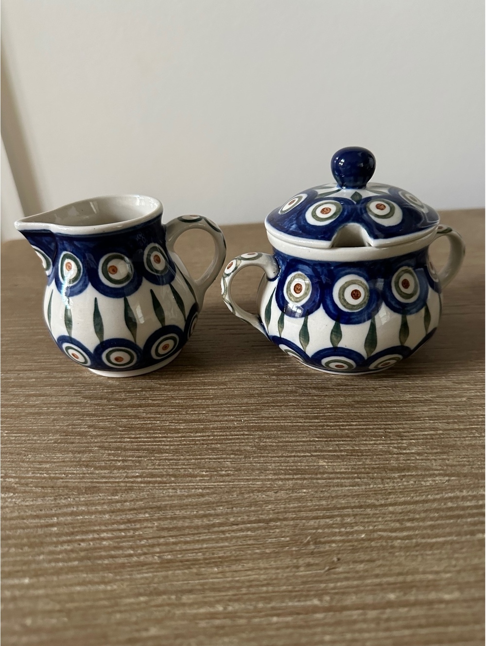 Wiza Boleslawiec Polish Pottery Creamer & Sugar Bowl Set - Handmade in Poland